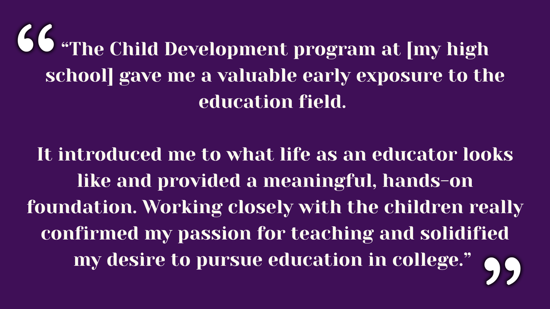 Quote by current teacher